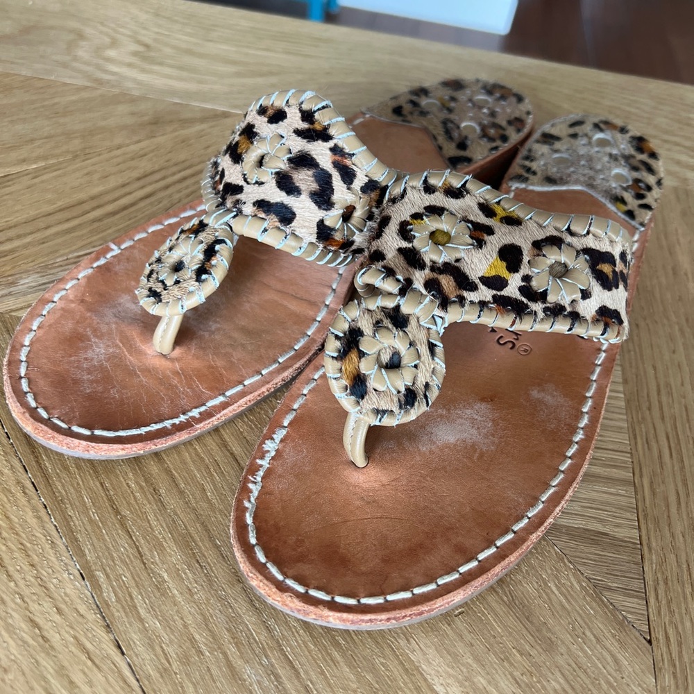 Jack Rogers Leopard Print Safari Capri Calf Hair Size 8